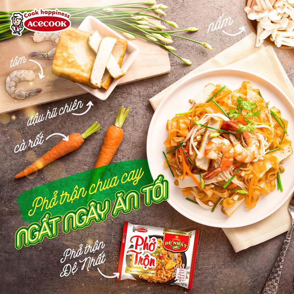 Combo 2 gói phở trộn Đệ Nhất mix 2 vị Bò và thập cẩm