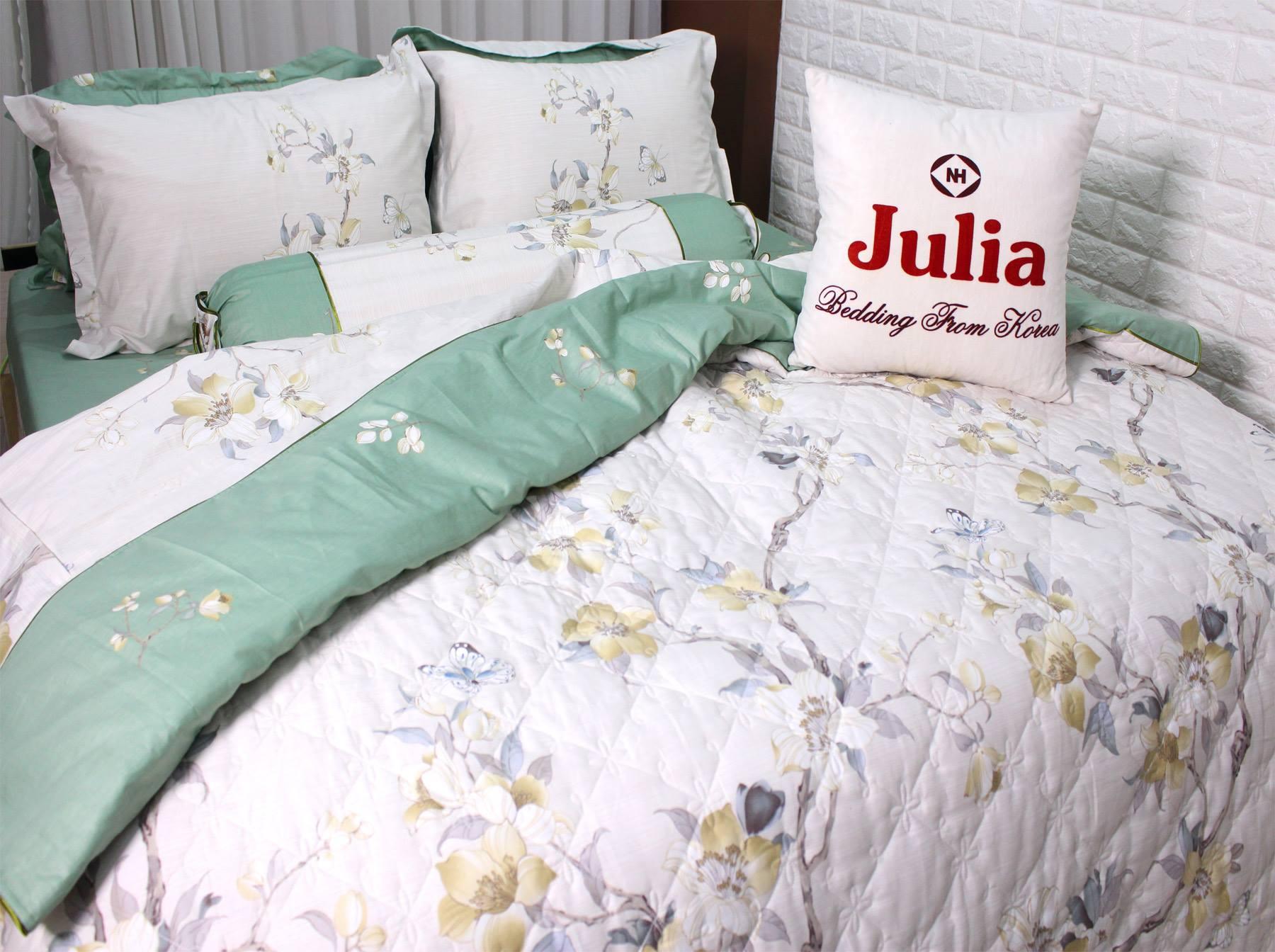 Bộ chăn ga gối 100% cotton sợi bông  Hàn Quốc Julia (bộ có chăn gòn) J4