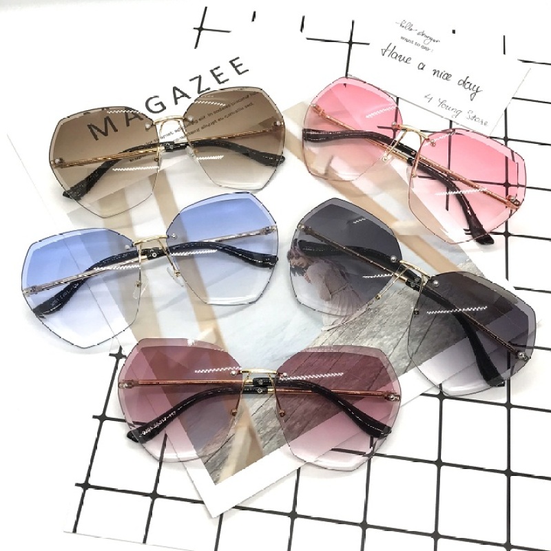 Giá bán Kính mát thời trang không khung đa giác nhiều màu phong cách trẻ trung bảo vệ mắt chống tia UV đạt tiêu chuẩn ANSI của Hoa Kì - Kính râm nữ 034