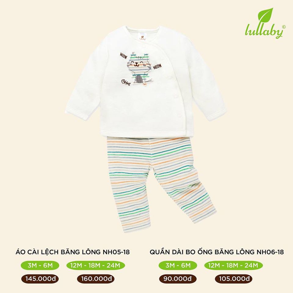 Bộ dài tay cài lệch băng lông Lullaby