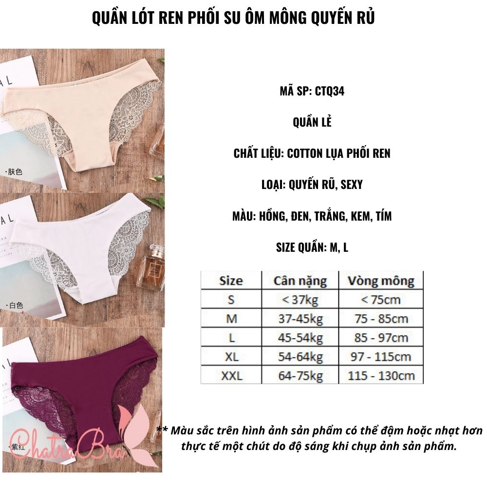 Quần lót ren phối su ôm mông quyến rũ