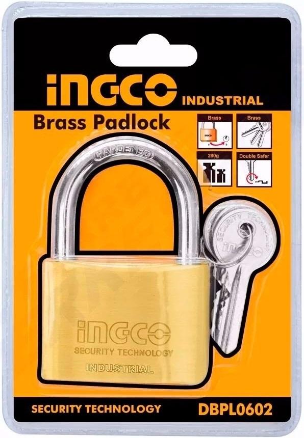 Ổ khóa cửa 60mm 385gr Brass Padlock INGCO DBPL0602