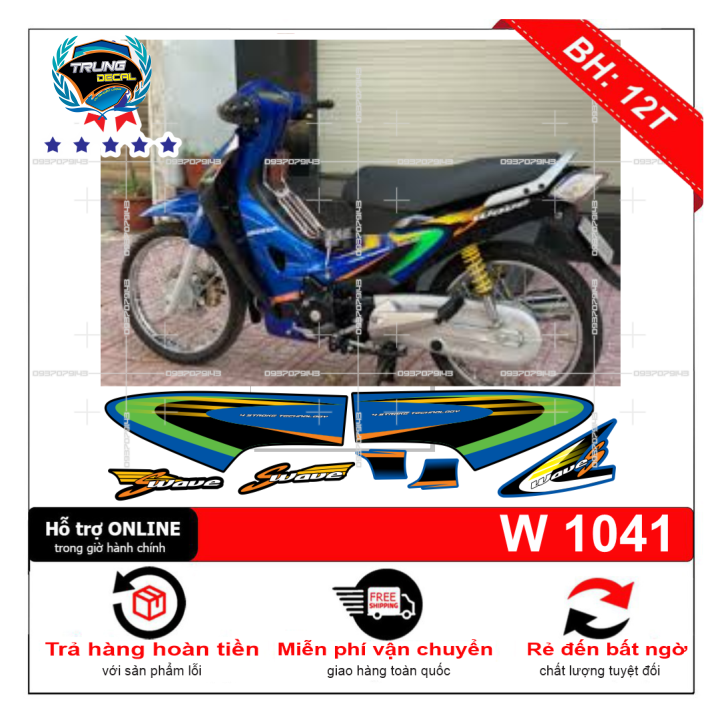 Tem rời xe wave S 125 xanh đen