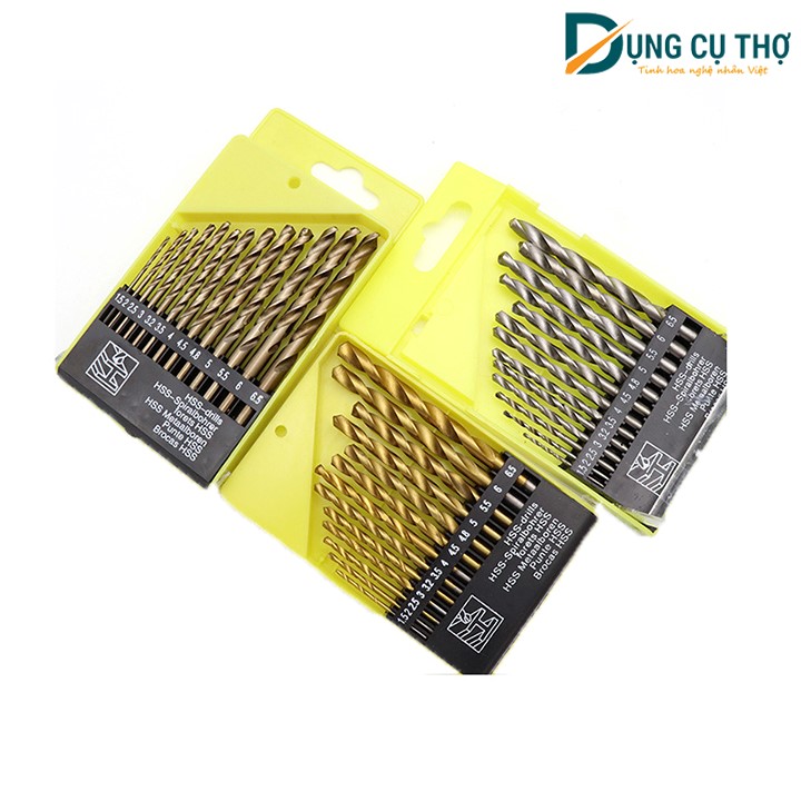 Bộ 13 mũi khoan thép HSS mạ titan