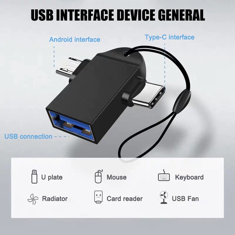 OTG USB 3.0 Type C Micro Android 2 In 1 Multifunction , Peripheral Connection With Android Phone Keyboard Mouse Handle OTG adapter cable