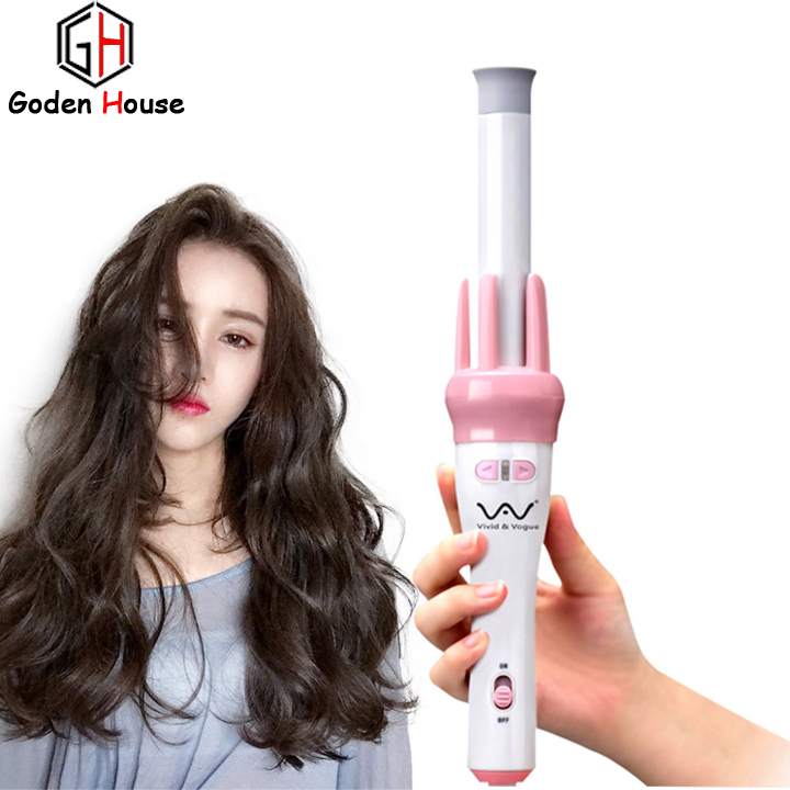 Máy uốn tóc xoăn xoay tự động 360 VIVID & VOGUE, máy làm tóc uốn xoăn tự động phân phối tại Goden house shop