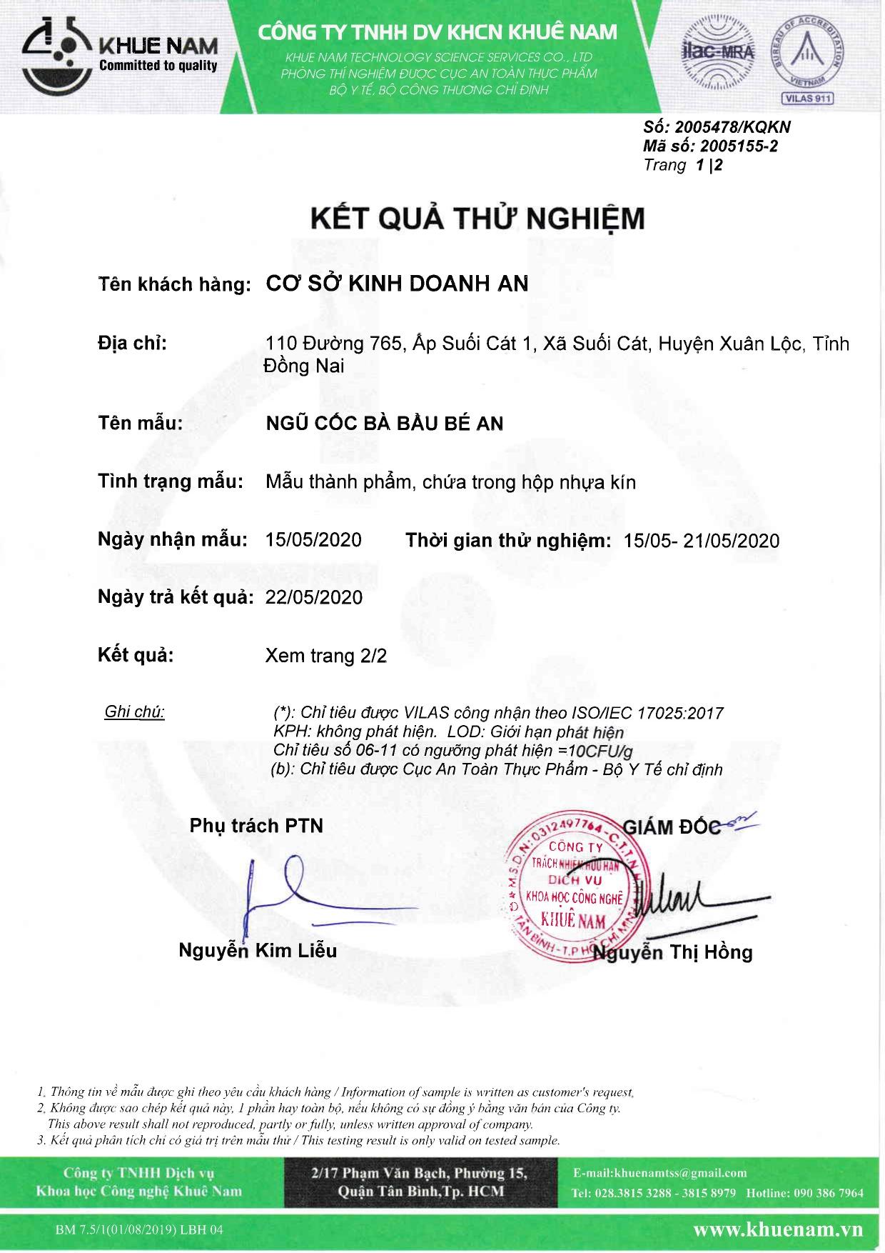 Ngũ cốc Bà Bầu Bé An