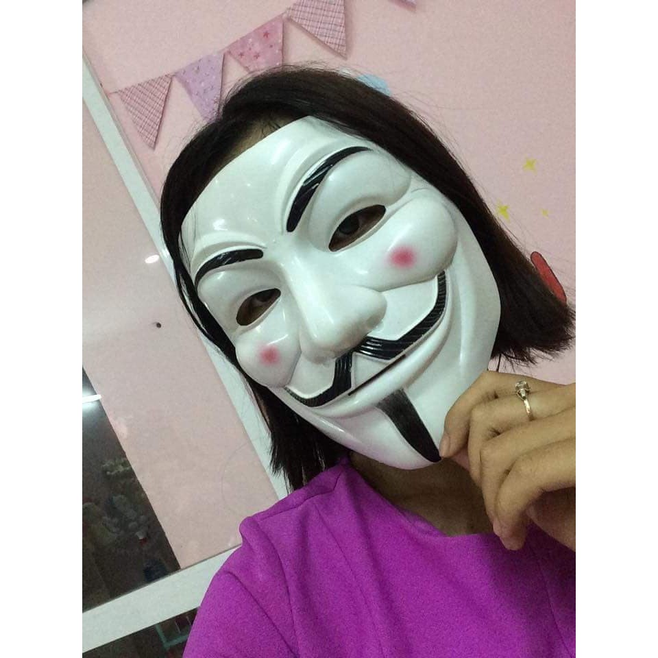 Mặt Nạ Hóa Trang Hacker anonymous Màu Trắng