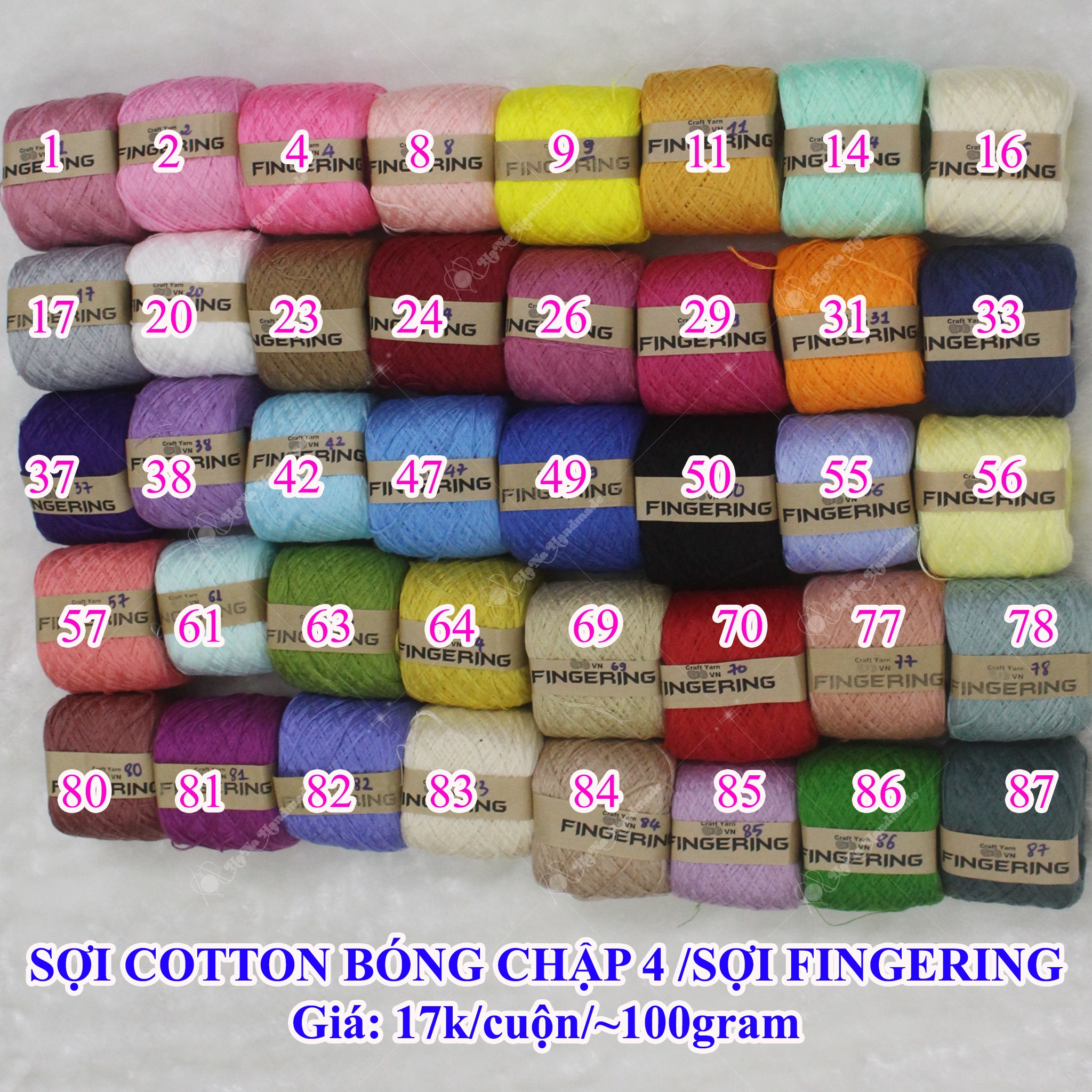 Cotton bóng chập 4/ sợi fingering 17k/cuộn