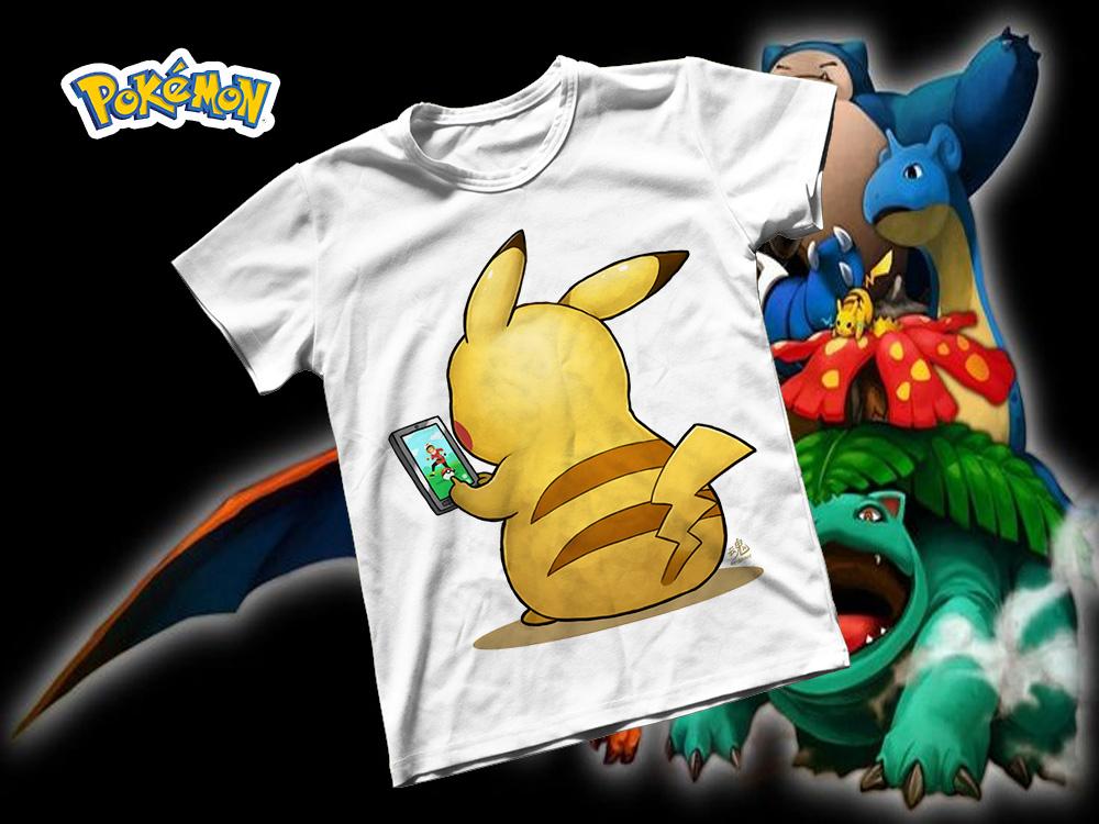 [HCM]Áo thun Cotton Unisex - Anime - Pókemon - Pikachu mobile