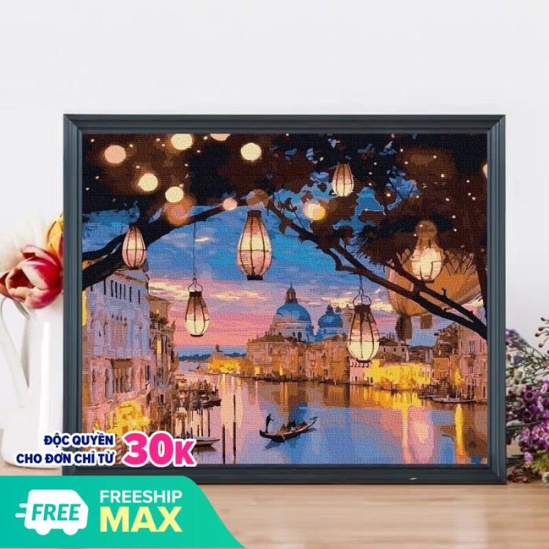 Tranh sơn dầu số hóa rẻ,đẹp,Tranh lồng đènsẵn màu, cọ,đinh,khung gỗ 40 x 50cm,Tranh tự tô màu theo số,tranh phong cảnh đẹp-Tranh nàng thơ-tranh động vật đẹp,tranh hoa đẹp-Tranh Phật