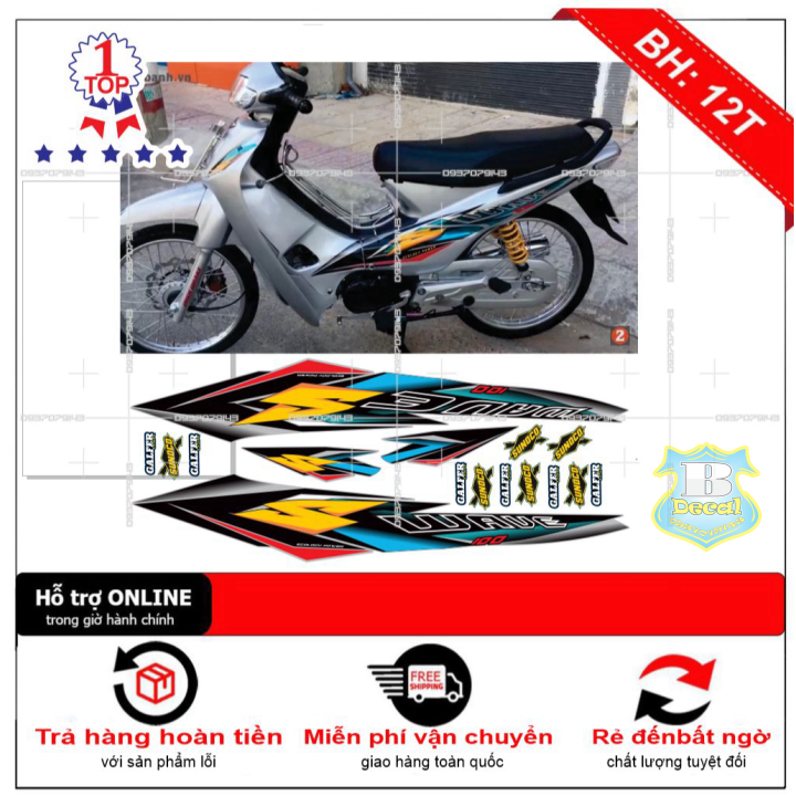 Tem rời wave S nhỏ đời đầu dán xe bạc