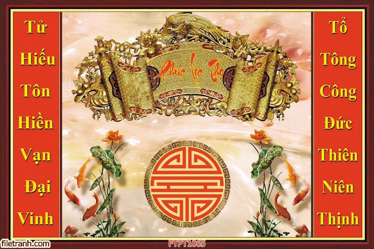 Tranh dán tường trang trí bàn thờ Tổ Tiên CHTT1065 nhiều KT