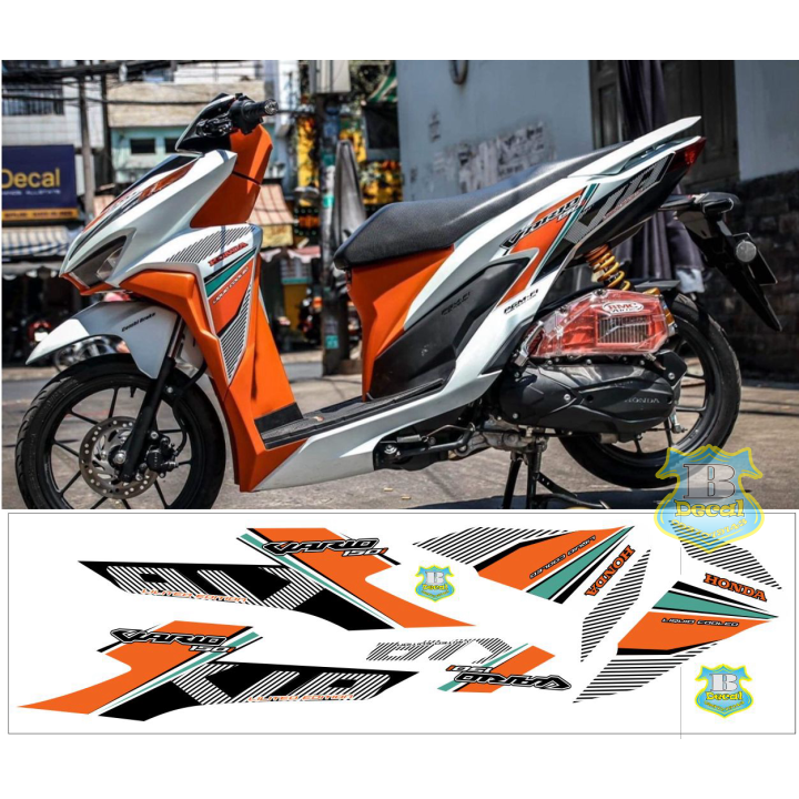 Tem rời vario 150 trắng cam bình decal