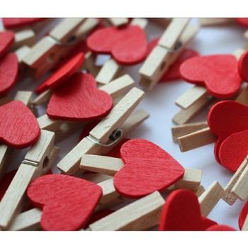 Combo 10 kẹp gỗ trái tim đỏ và 2 mét dây thừng