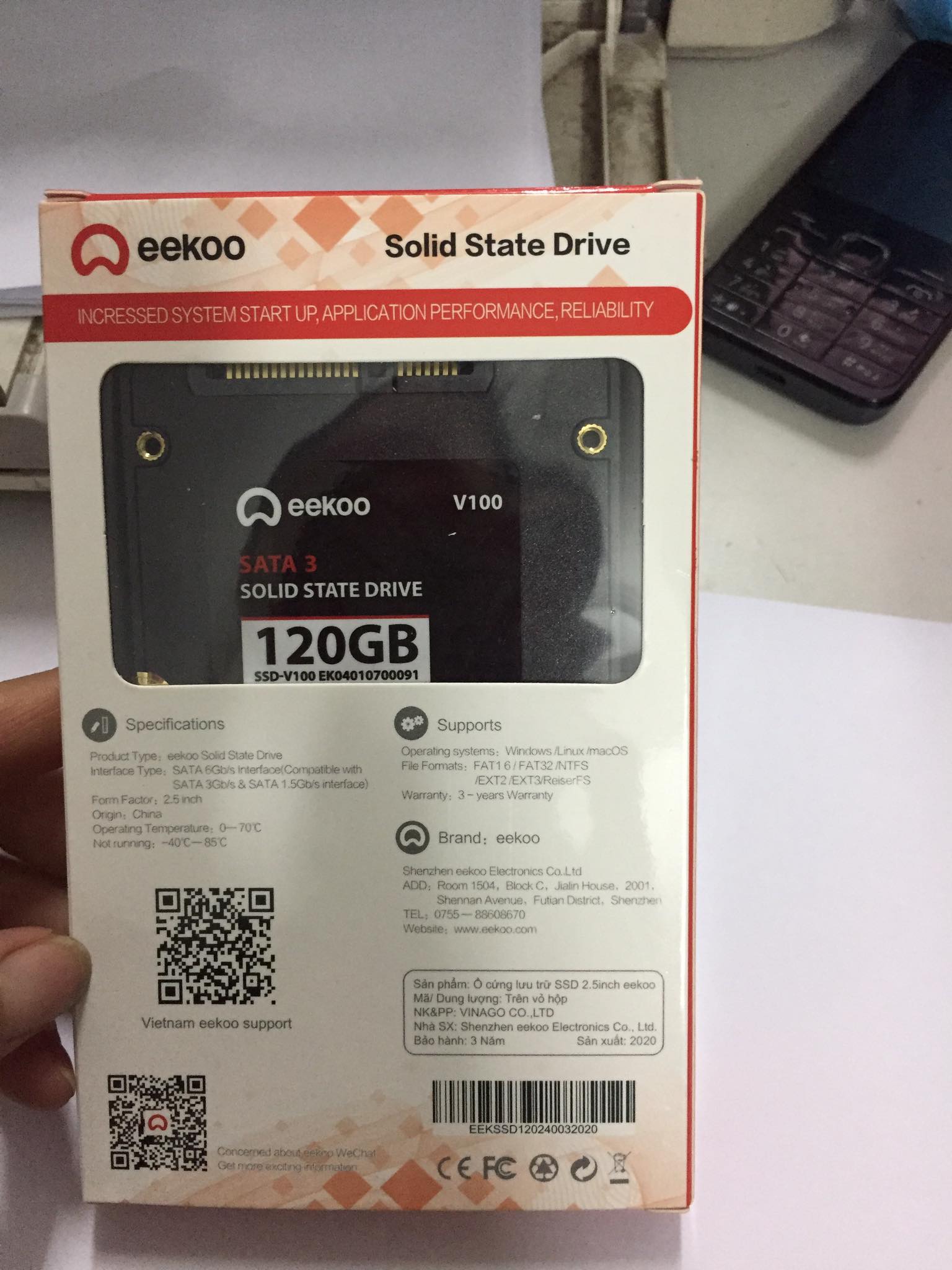 SSD 120G EEKOO V100 SATA 3 CHÍNH HÃNG