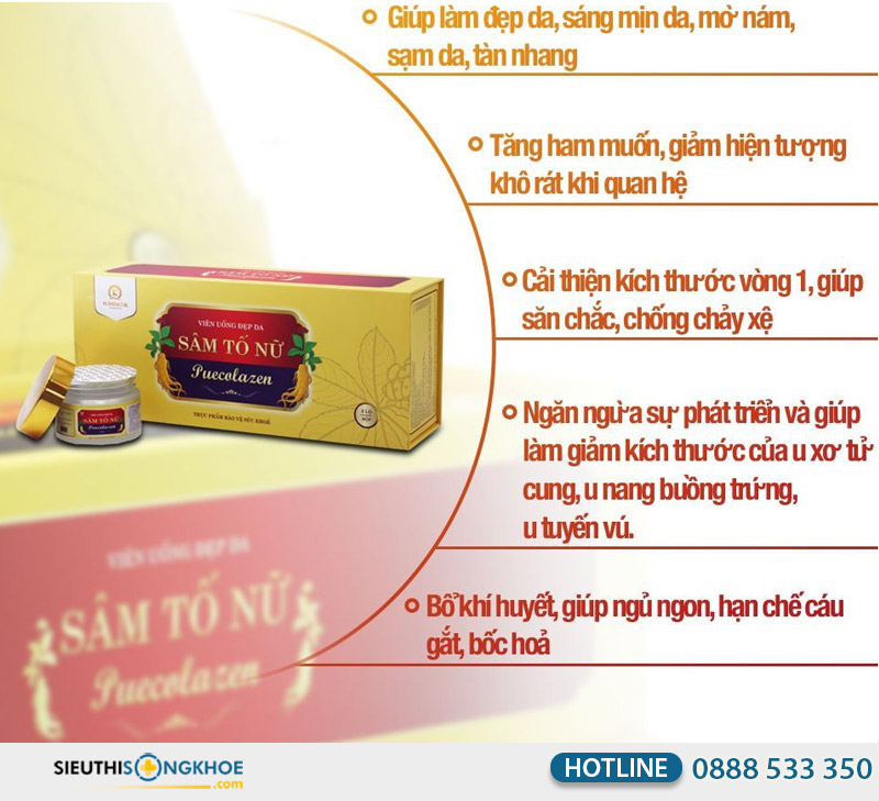 Sâm Tố Nữ Puecolazen - Viên uống đẹp da.