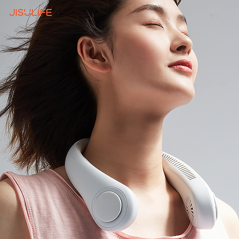 Quạt mini tích điện đeo cổ không cánh chính hãng JisuLife, không lo tóc bị quấn vào quạt, biên độ gió rất rộng 360 độ, sử dụng liên tục được từ 10 tiếng trở lên, bảo hành 12 tháng