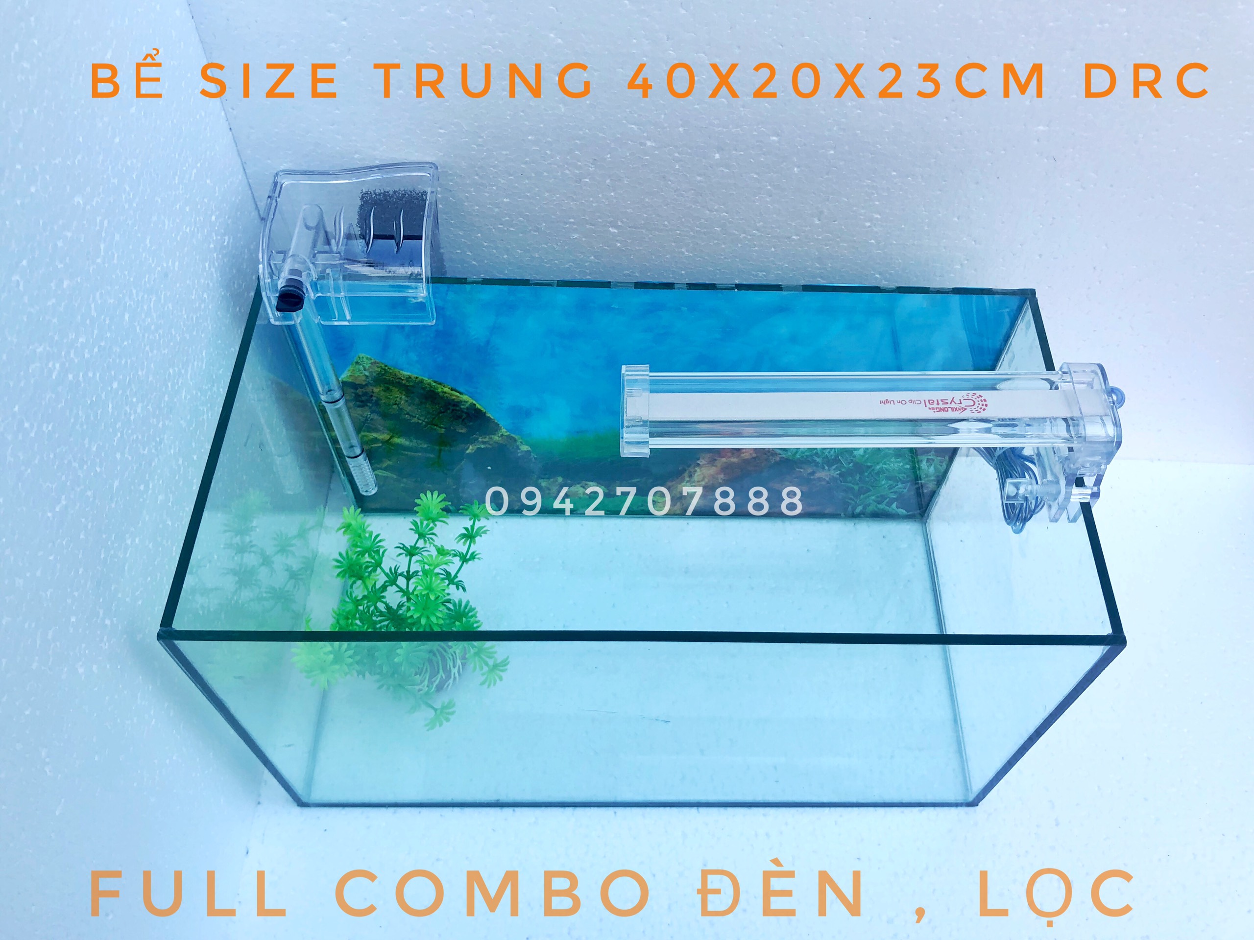 Rbs bể cá để bàn giá rẻ - bể cá mini cỡ 40cm trọn bộ