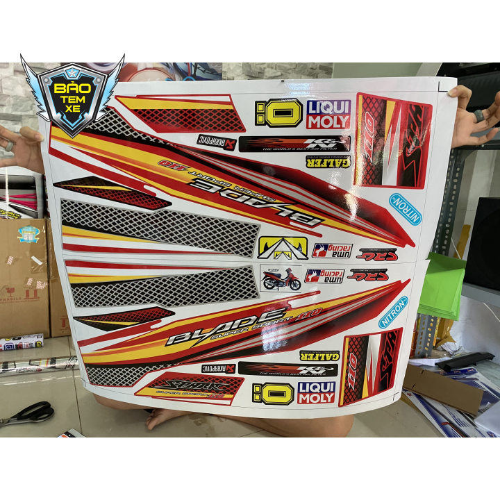 Tem rời xe honda wave blade 110 dán xe đỏ