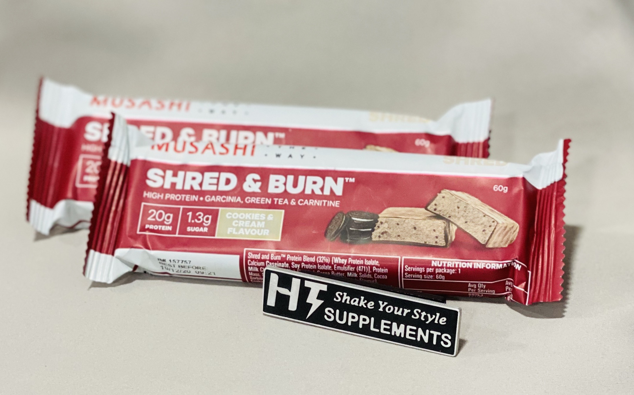 Thanh Bar SHRED & BURN - vị Cookie & Cream - 60g