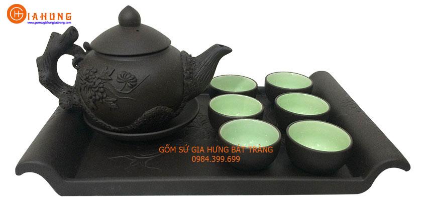 Bộ ấm chén gốm Gia Hưng Bát Tràng