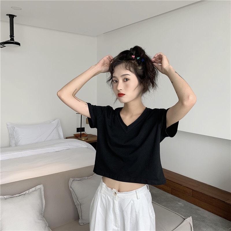 [HCM]ÁO THUN CROPTOP CỔ TIM NỮ