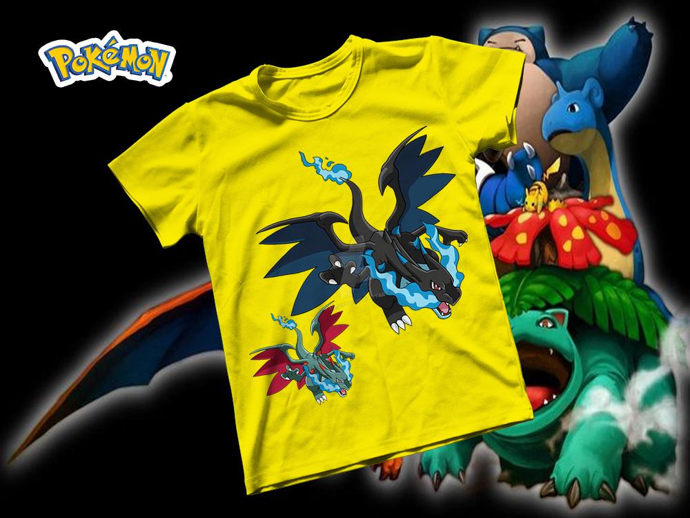 [HCM]Áo thun Cotton Unisex - Anime - Pókemon - Lizardon Mega X