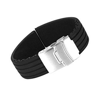 [HCM]Dây đồng hồ cao su Silicone màu đen khóa bấm
