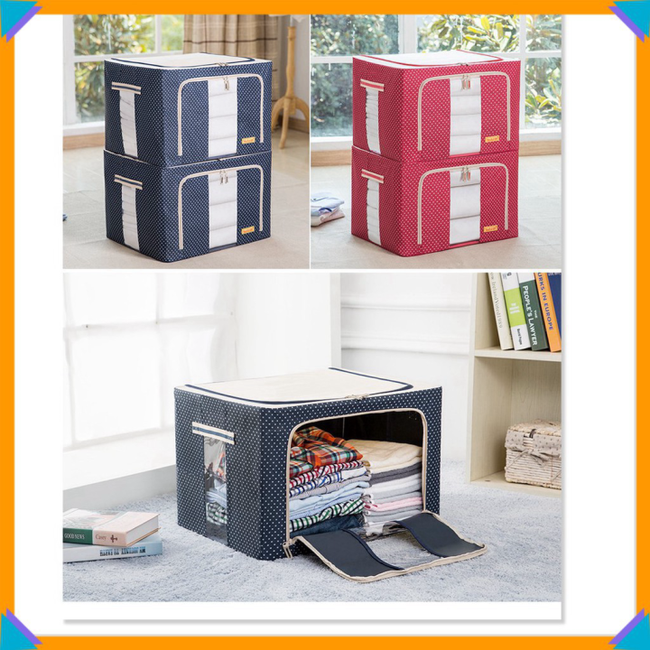 Hộp Đựng Quần Áo Khung Thép Thông Minh Đa Năng Gấp Gọn, Thùng Đựng Quần Áo  Khung Thép Có Nắp Đậy Thông Minh Size Lớn