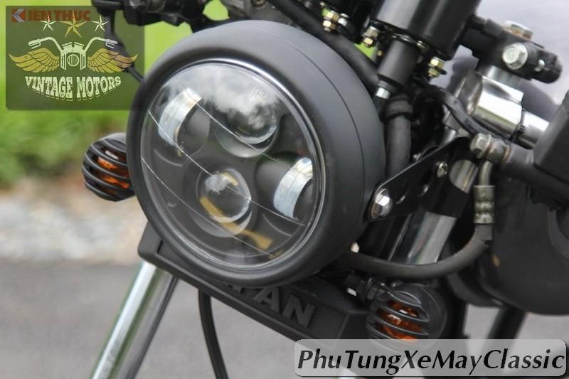 ĐÈN PHA XE MÁY ĐỘ CLASSIC - Đèn pha Harley Cafe Racer Chopper Bobber CG125 GN125 bóng Led