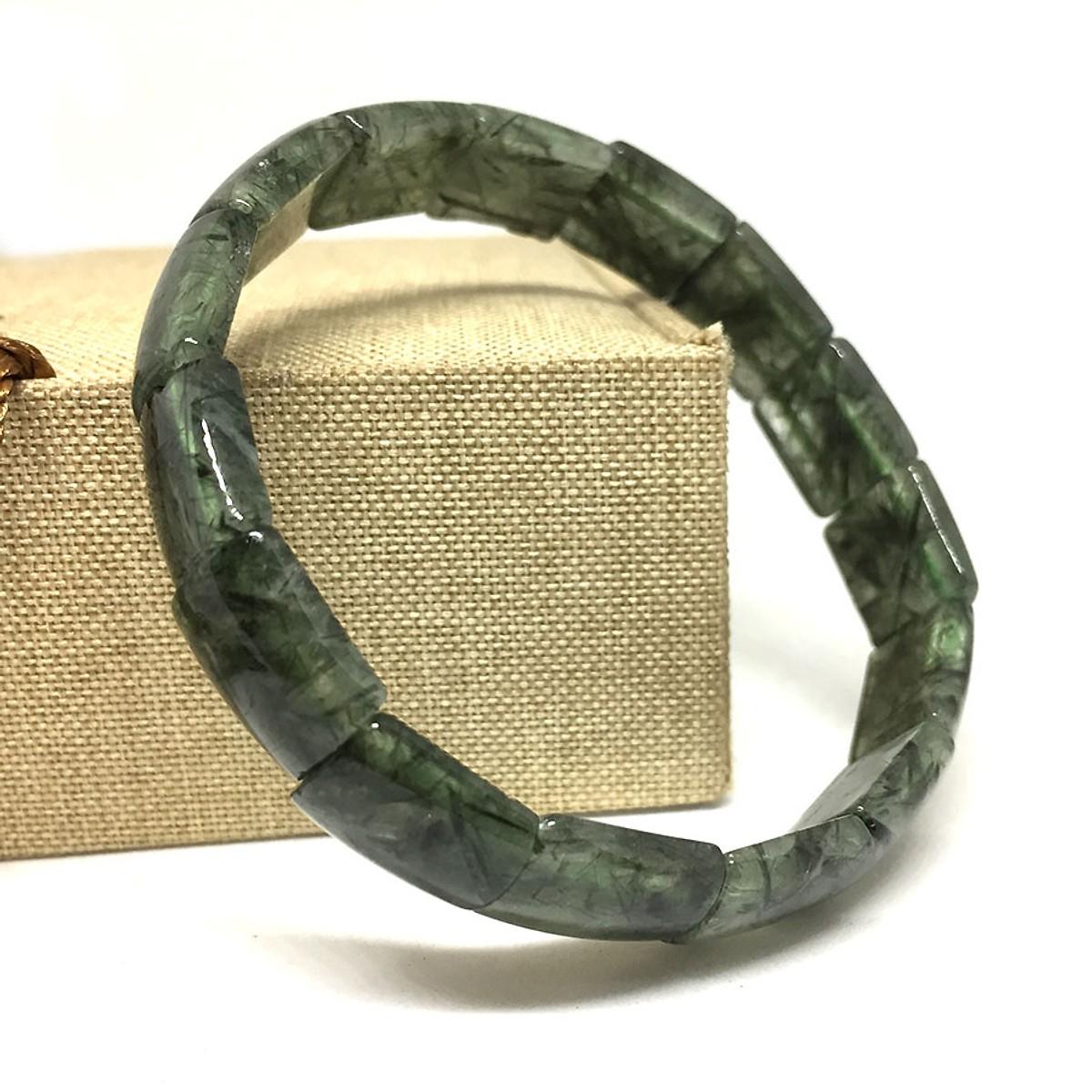 [FreeshipMAX] Vòng Thạch Anh Tóc Xanh Bảng 12x15mm