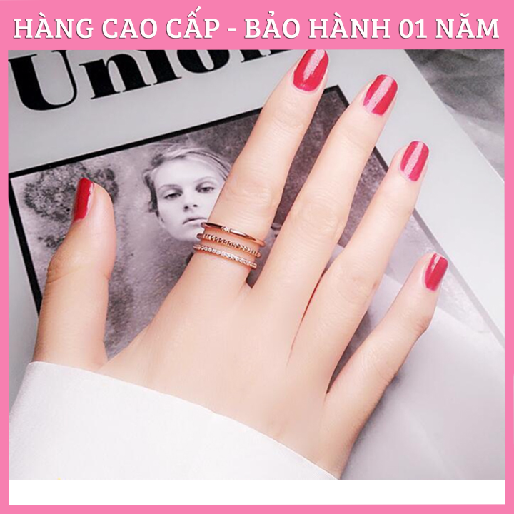 NHẪN TITAN 3 HÀNG ĐÍNH ĐÁ TINH XẢO TC120