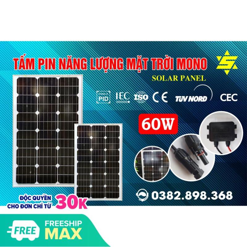 Tấm pin năng lượng mặt trời 60W SOLAR PANEL + Tặng Jack MC4