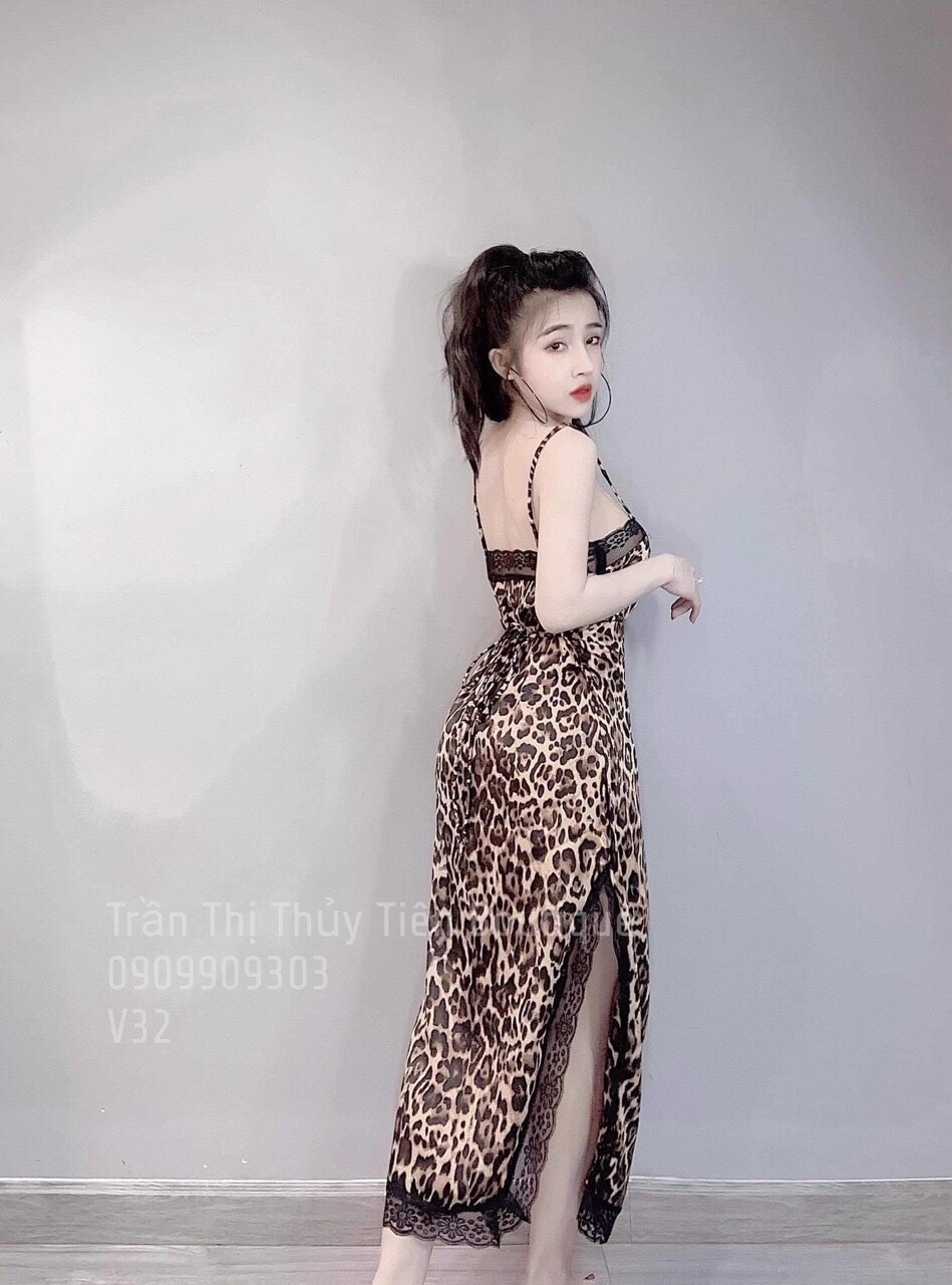 ĐẦM REN HAI DÂY BEO PHỐI REN XẺ TA