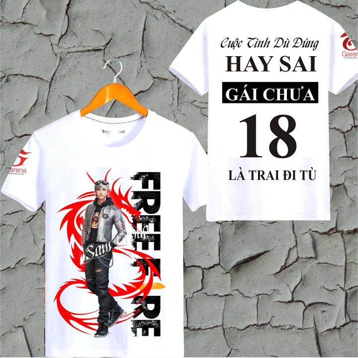 Áo Free Fire cổ tròn màu trắng in hình Maxim FF