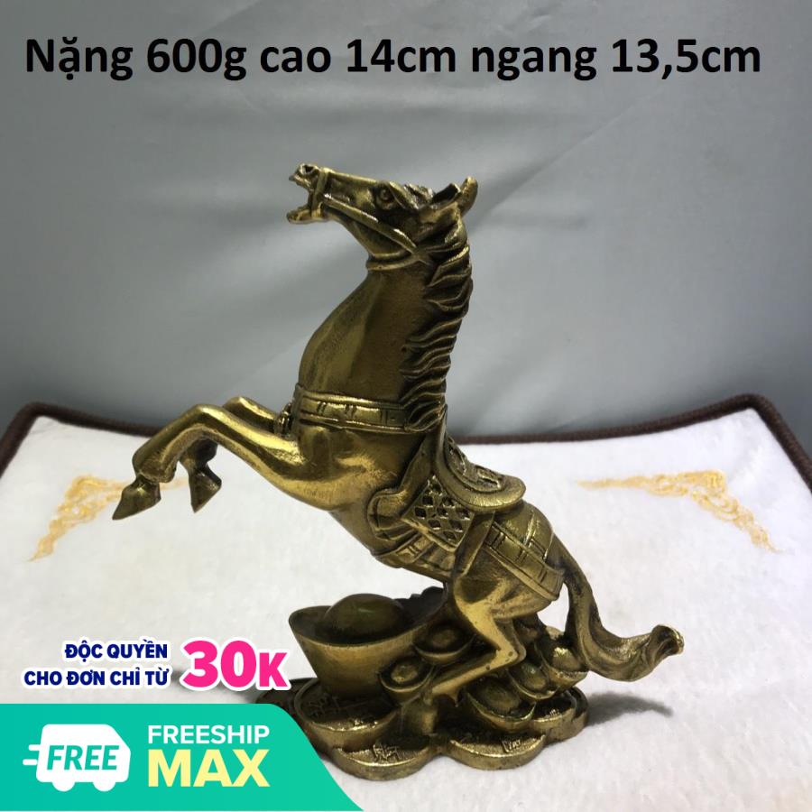 Tượng ngựa trên thỏi vàng bằng đồng MS265