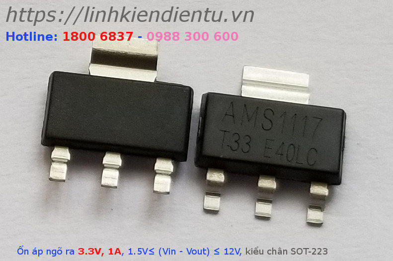 IC AMS1117-3.3V IC ổn áp 3.3V / 5V 1A - Combo 4 con