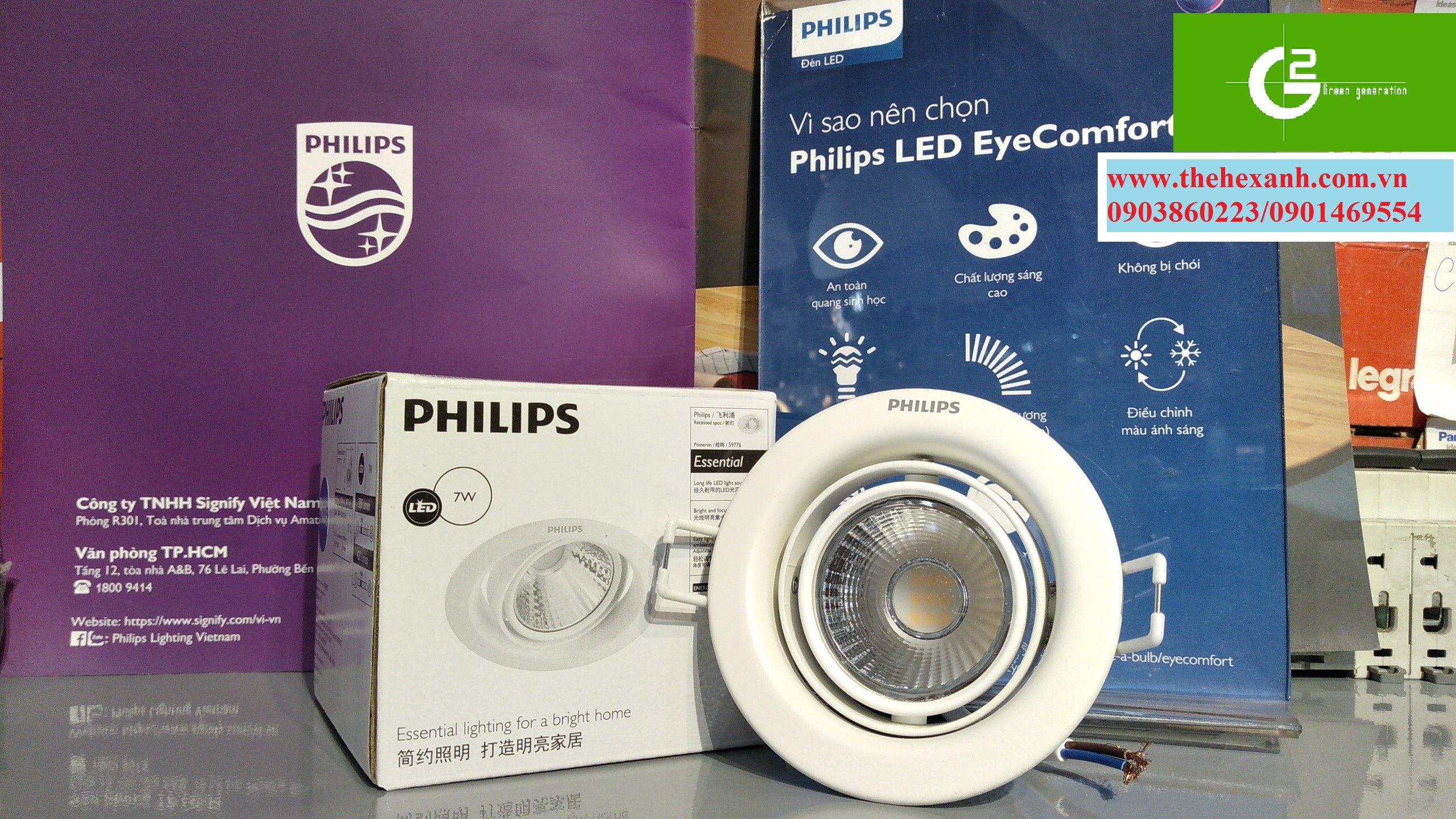 Bộ đèn chiếu điểm philips led 59776 pomeron 070 7w