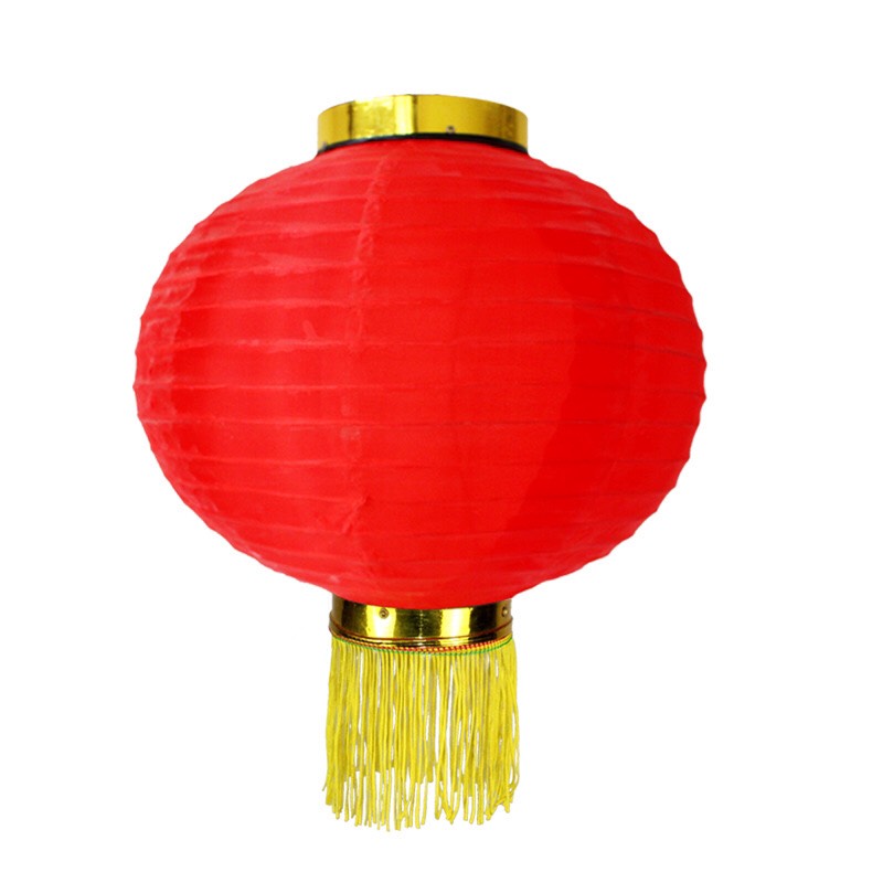 Combo 10 cái đèn lồng Vải đỏ size 30cm có tua rua dùng trang trí Ngoài Trời