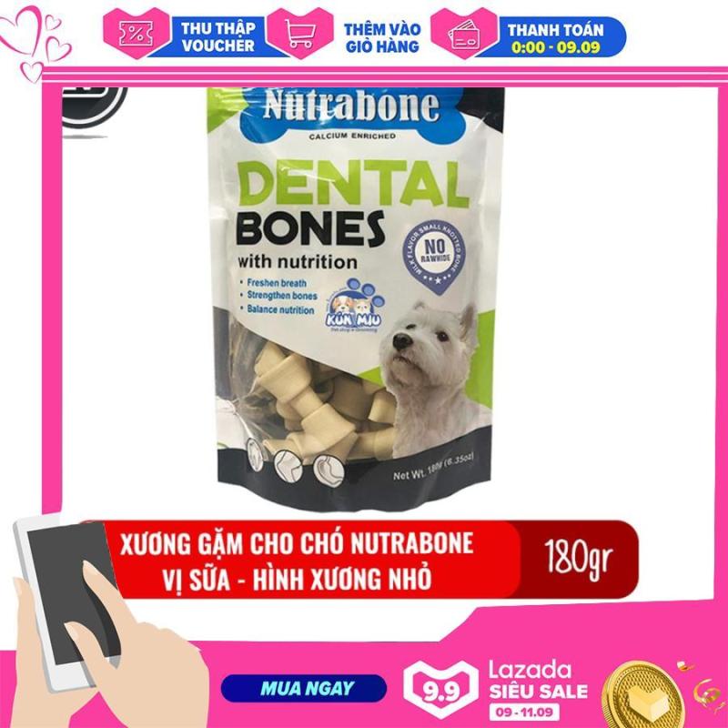 Xương cho chó vị sữa Nutrabone 180gr hình xương nhỏ - Xương gặm sạch răng cho chó