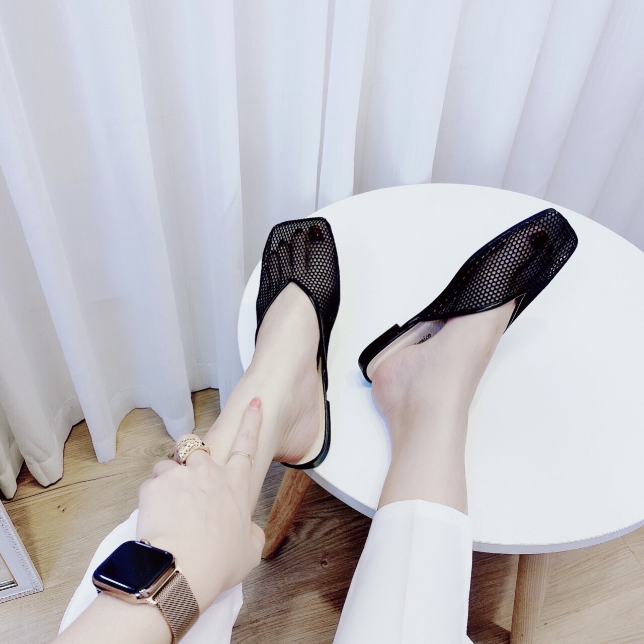 Dép sục nữ vải lưới mũi vuông siêu hót