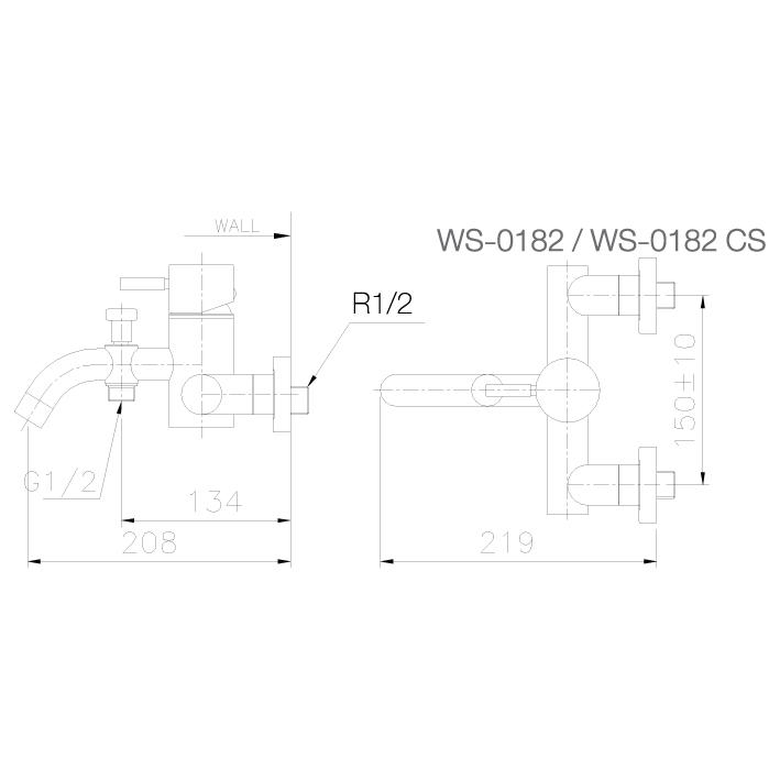 WS-0182CS - Củ sen tắm kết hợp với nóng lạnh-Có vòi sen - INOX SUS 304