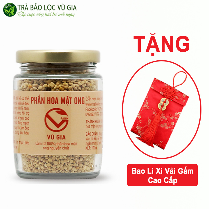 Combo phấn hoa mật ong nguyên chất vũ gia + tặng bao lì xì vải gấm cao cấp