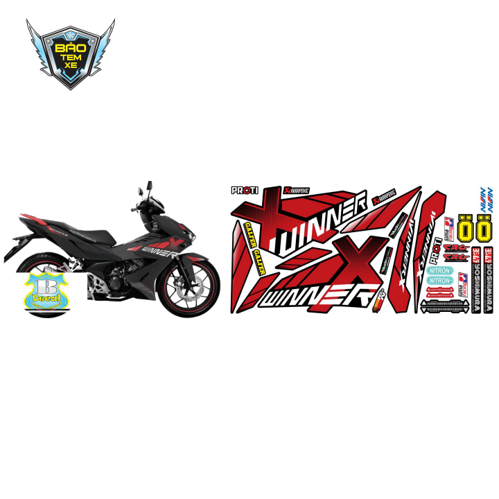 [ FREE SHIP ] Tem rời xe winner X dán xe đen nhám