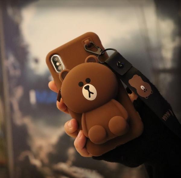 ỐP GẤU VÍ BROWN CHO IPHONE (Tặng dây đeo) 7/8