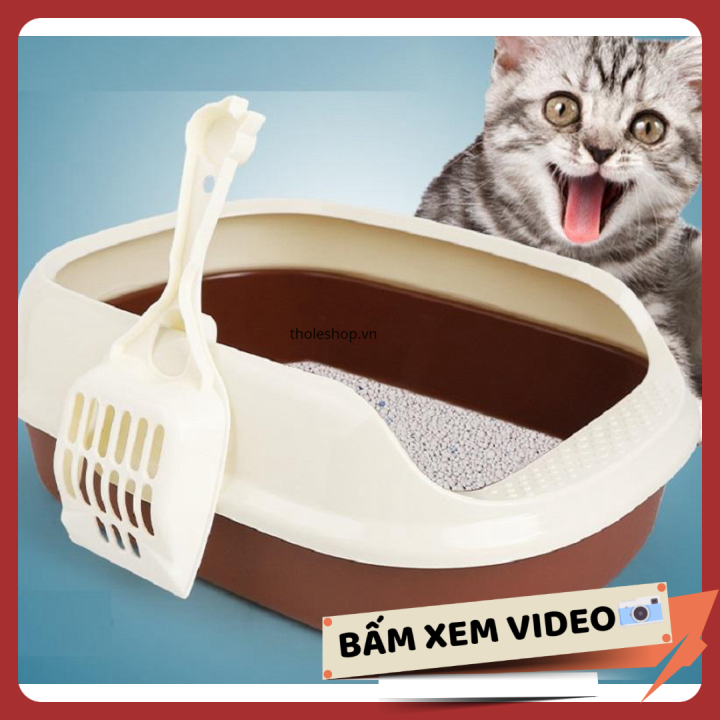 Bồn vệ sinh cho mèo - Khay vệ sinh cho mèo, chất liệu tốt, kích thước rộng, có vành xung quanh, cho mèo vệ sinh không bị bắn ra ngoài - Nhà vệ sinh cho mèo vô vùng tiện lợi - Khay đựng cát cho mèo