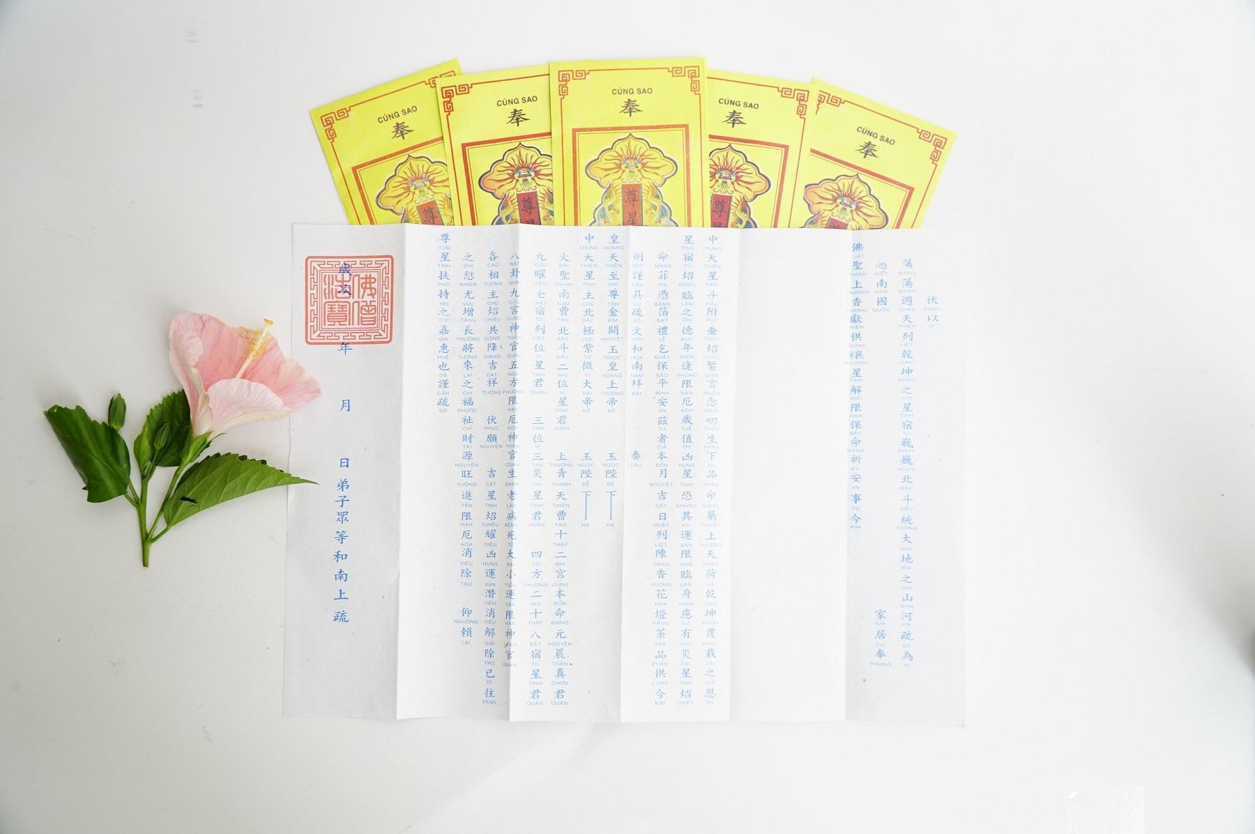 Tờ sớ cúng sao Tiếng Nôm và Tiếng Việt