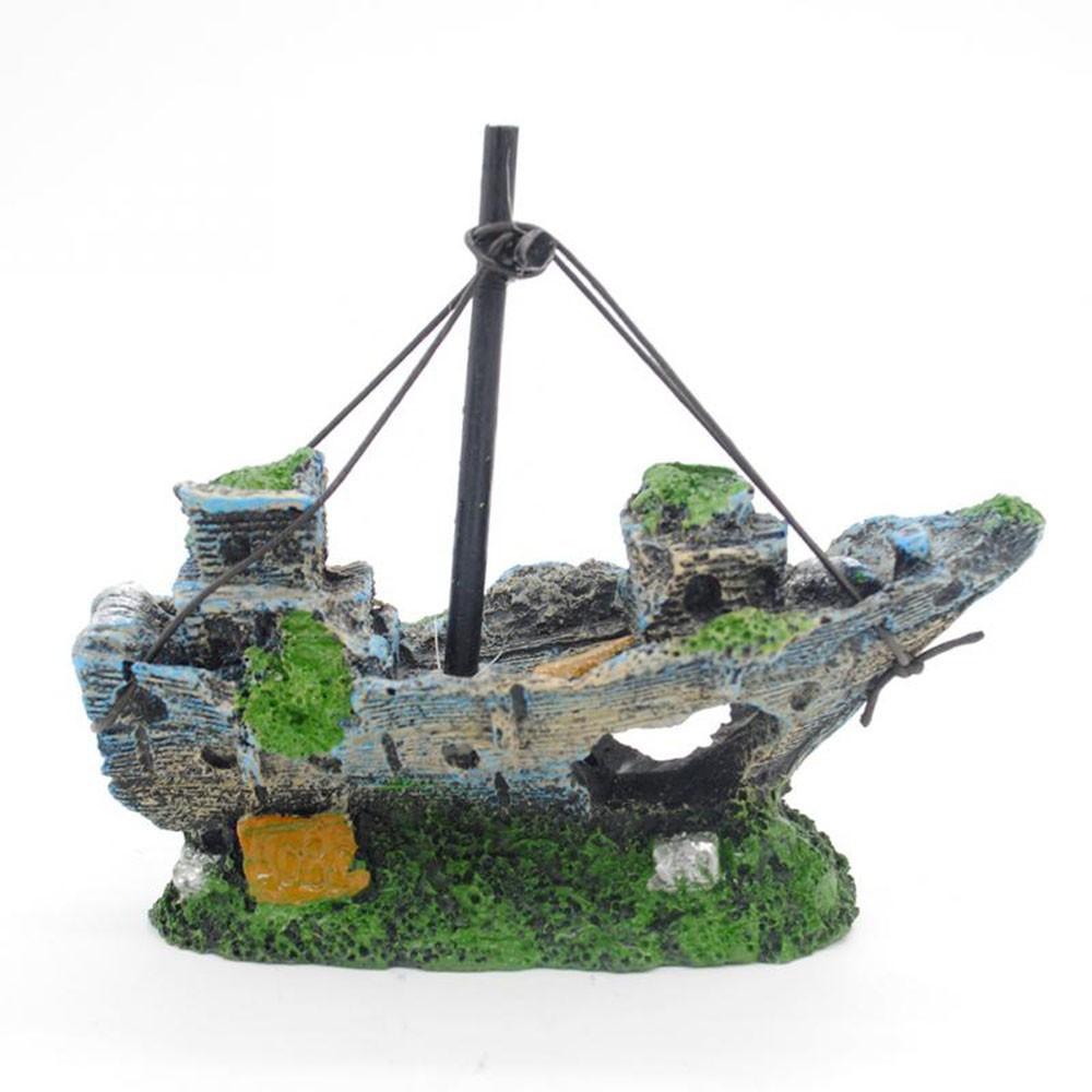 mui tàu đắm giả 11CM*5CM*13CM trang trí bể cá