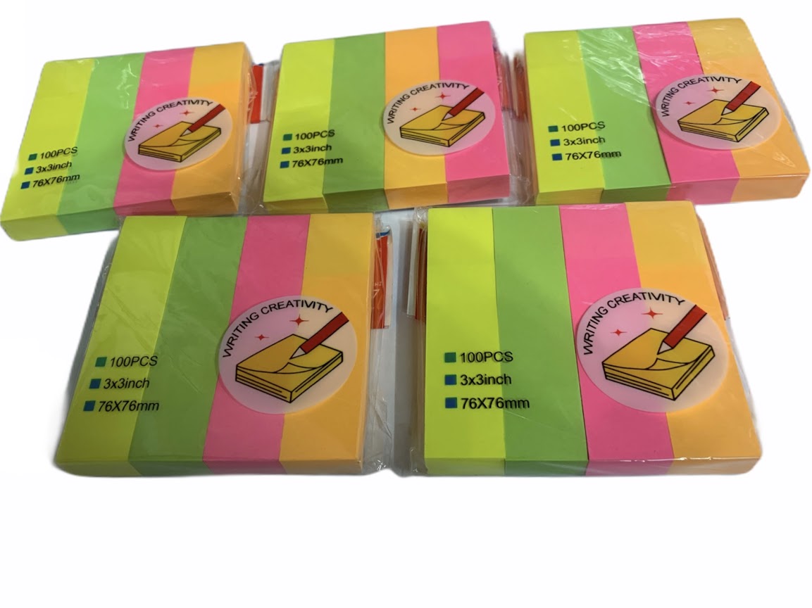 Combo 5 xấp giấy note dạ quang 4 màu no.gs-02